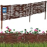 KOTARBAU® Beetbegrenzung Weidenzaun 120 x 20 cm Zaun Beeteinfassung Beet Beetumrandung Steckzaun...