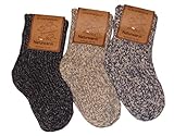 Wowerat Nowegersöckchen 3er Pack Wollsocken Baby Kinder (27-30, grautöne)