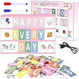 Light Box A4 mit 430 Buchstaben, Emojis, Rosa Led Lightbox Buchstaben, Led Lichtkasten Buchstaben...