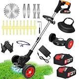 Akku-Rasentrimmer 21V Elektrischer Rasentrimmer - Motorsense akku Mit 2x2000mAh Batterie und 4...