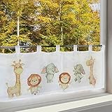 Delindo Lifestyle Scheibengardine afrikanische Tiere, Gardine für Jungen und Mädchen, 45x120 cm,...