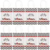 HOODANCOS 12 Stück Teiliges Mittelgroßer Papiertragetaschen mit Kariertem Rennwagenmuster Portable...