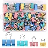 Mexgcom 170 Stück Foldback Klammern - 15mm/19mm/25mm/32mm Papierklammern Bunt - Binder Clips Metall...