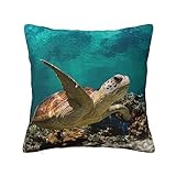 Kissenbezug mit Meeresschildkröte, stilvoll, doppelseitig, Plüsch, für Sofas, Schlafzimmer,...