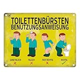 Metallschild mit Spruch: Toilettenbürstenbenutzungsanweisung