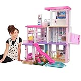 Barbie Dream House (114 cm), 3-stöckiges Puppenhaus Pool, Rutsche, Rollstuhllift, 75 Zubehörteile,...