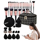 Reise-Make-up-Pinsel-Set, Puder-Rouge, Lidschatten-Pinsel, Reiseetui, Organizer, Kosmetik-Zubehör,...