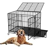 107cm Schwerlastige Metall-Hundebox Mit 3 Türen, Fluchtsicherer Transportkäfig Für Innen Mit...