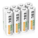 EBL AA Akku 2800mAh 8 Stück - Mignon AA wiederaufladbare Batterien, Typ NI-MH, geringe...