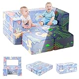 Kindersofa Ausklappbar, 2-in-1 Kleinkinder Schlafsofa, Kindersessel mit Schlaffunktion, Mini Couch...
