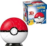 Ravensburger 3D Puzzle 11256 - Puzzle-Ball Pokémon Pokéballs - Pokéball Classic - 54 Teile - für...