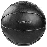 Retrospec Core Weighted Medizinball 5,4 kg, 100% Leder mit stabilem Griff für Krafttraining,...