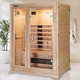 Hecht premium Infrarotkabine Sauna mit Keramikstrahler und Innenbeleuchtung für 2 Personen –...