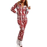 Crazy Age Kuscheliger Jumpsuit(Hoodie) Sweat Overall Ganzkörperanzug mit Renntier- Eiskristalle...