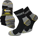 6 Paar stabile ARBEITSSOCKEN mit Frotteesohle - optimale BAU-, Sport- und Wandersocken - druckfreier...