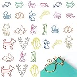 Paper Clips, Metal Colourful Animal Design Paper Clips, Cartoon Bookmarks for Office, School,...