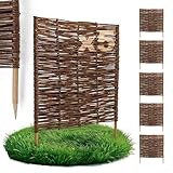 5 x BOGATECO Beeteinfassung aus Weide | 60 cm Lang & 60 cm Hoch | Holz-Zaun Rasenkante | Weiden-Zaun...