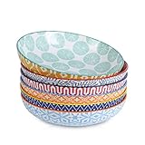 Selamica 740 ml Pastateller, Porzellan Salatschüssel 6er Set, Suppenteller tief, Tiefe Teller für...