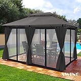 Luxus Pavillon 3x4m Minzo - inklusive Seitenwände Gartenpavillon Partyzelt Gartenzelt (mit...