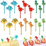 18 Stück Obstgabeln Kinder Animal Fruit Forks 3D Dinosaurier Zahnstocher Kinder Mini Gabeln für...