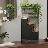 Springbrunnen BK845 mit LED Beleuchtung Gartenbrunnen mit Dekorationsbecken Zimmerbrunnen (58x29x16...