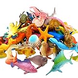 52 Stück Ausgewählte Mini Vinyl Plastik Tiere als Spielzeugset, Meerestiere Spielzeug, Spielzeuge...