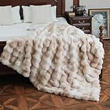 Lsimeru Tie-Dye Kuscheldecke Kaninchen Plüsch Khaki Bubble Decke Flauschige Kunstfell Super Soft...
