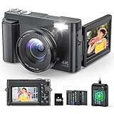 Digitalkamera 4K 48MP Kamera Fotokamera 16X Zoom mit 32GB Karte, Kompaktkamera mit 3' Klappdisplay,...