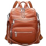 ALTOSY Echt Leder Rucksack Damen Elegant Convertible Schultertasche Frauen Uni mit Quaste (S106,...