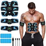 DUOJIN EMS Trainingsgerät Bauchmuskeltrainer, Elektrisch Muskel-Elektrostimulator 6 Modi & 19...