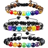 Aieraczy 7 Chakren Armband, 3 Stück 7 Chakra Armband Echte Steine, Yoga Armband, Heilsteine...