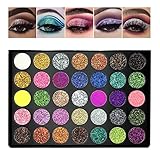 Glitter Lidschatten Palette, Rechoo 35 Farben Eyeshadow Palette Bunt, Glitzer Make-up Palette for...