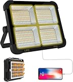 LED Baustrahler Solar Wiederaufladbar, Akku Arbeitsstrahler Tragbare Campinglampe mit 16500mAh...
