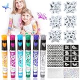 Tattoo Stifte Kinder, 16 Stück Glitzer Tattoo Stifte für die Haut Set, Glitzer Tattoo Set Kinder...