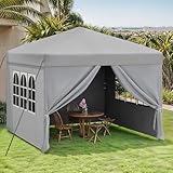 TAUS Pop up Pavillon 3x3m mit 4 Seitenteilen,Faltbar Gartenzelt Partyzelt,Camping Pavillon Anti-UV50...