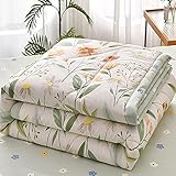 Chickwin Tagesdecke 150x200cm Bettüberwurf Gesteppt, Grün Gras Blumen Tagesdecke Wohndecke...