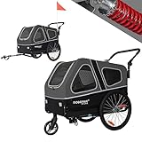 Doggyhut S-Line XL Hundeanhänger & Hundebuggy mit Federung 2 in 1 Hunde Fahrradanhänger Jogger...