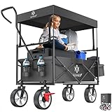 KESSER® Bollerwagen faltbar mit Dach Handwagen Transportkarre Gerätewagen klappbar mit 360°...
