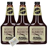 Mississippi BBQ-Sauce Original Barbecue Sparpaket 3x 1814g 1560ml aus USA mit Raucharoma + Benefux....