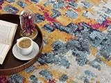 RUG BRANCH Savannah Boho-Teppich für den Innenbereich, 60 x 300 cm, Gelb / Blau, abstrakt, für...