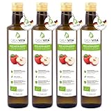 GreatVita Bio Apfelessig, 4 x 500 ml naturtrüb & ungefiltert mit Essigmutter