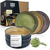 Moritz & Moritz VIDA 6er Suppen Teller Set Gelb-Grün-Rosa - Suppenteller für 6 Personen -...