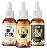 Flavour Drops – Aromatropfen ohne Kalorien – Flavor Drops Set 3x30ml – Vanille, Karamell &...
