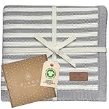 DIKOS® Babydecke *100%* GOTS Bio Baumwolle grau/Creme | ganzjährige Erstlingsdecke Strickdecke...