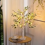 Howeifull LED Baum Lichter mit Timer, 60cm Lichterbaum Künstlichen Grünen Blättern 24 LED...