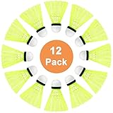 SenluKit Pro-Nylon Federball, 12er Dose, Premium Gänsefeder Badminton Set, Bälle Naturfederbälle...