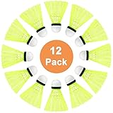 SenluKit Pro-Nylon Federball, 12er Dose, Premium Gänsefeder Badminton Set, Bälle Naturfederbälle...