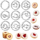 Kiiwah 9 Stück Weihnachten Linzer Ausstecher Set, Mini Edelstahl Keksausstecher Klein Weihnachten...