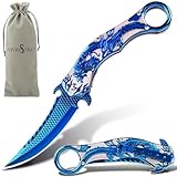 Vividstill cool Blau Drache Klappmesser für Männer, cool Klappmesser Taschenmesser mit...