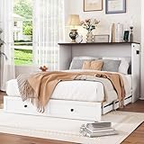 NovaFurnish Schrankbett, 140x200, Mobiles Schrankbett mit Schubladen am Bettende und Regal am...